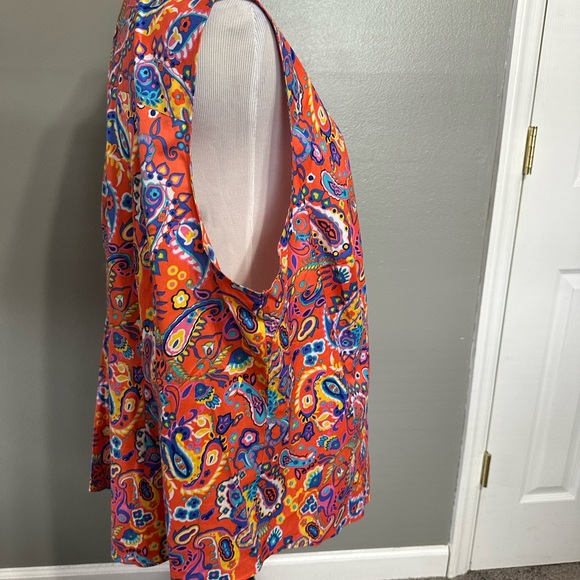 Talbots women’s size 24W sleeveless button up Paisley print blouse no iron - Picture 2 of 9